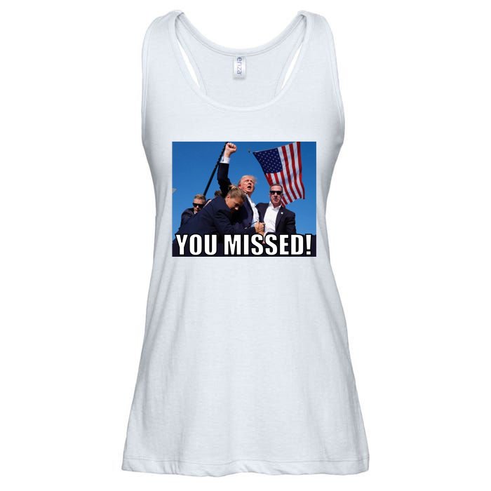 Trump 2024 You Missed Gun Shot At Pennsylvania Rally Ladies Essential Flowy Tank