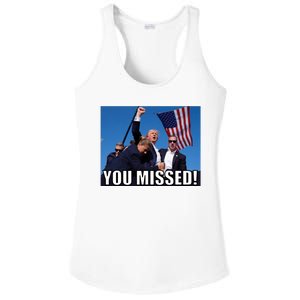 Trump 2024 You Missed Gun Shot At Pennsylvania Rally Ladies PosiCharge Competitor Racerback Tank