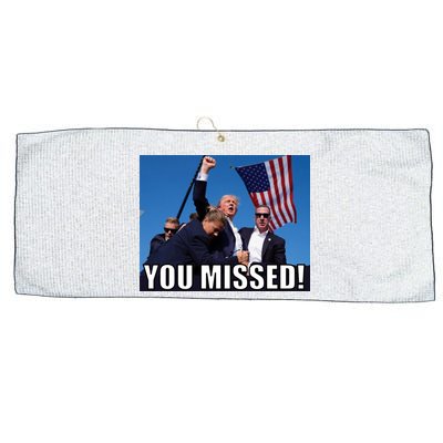 Trump 2024 You Missed Gun Shot At Pennsylvania Rally Large Microfiber Waffle Golf Towel