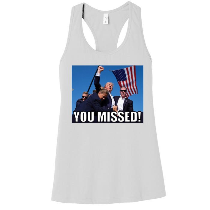 Trump 2024 You Missed Gun Shot At Pennsylvania Rally Women's Racerback Tank