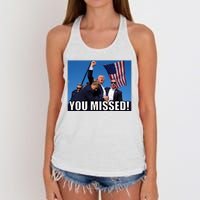 Trump 2024 You Missed Gun Shot At Pennsylvania Rally Women's Knotted Racerback Tank