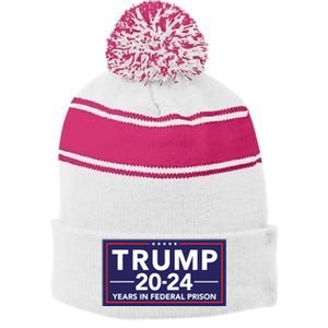 Trump 2024 Years In Federal Prison Stripe Pom Pom Beanie