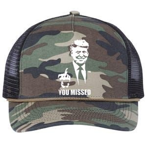 Trump 2024 You Missed Butler Pa Rally Patriotic Flag Retro Rope Trucker Hat Cap