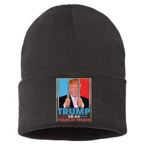 Trump 2024 Years In Prison Funny Anti Trump Sustainable Knit Beanie