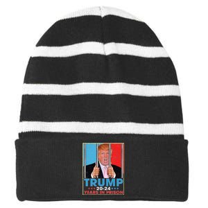 Trump 2024 Years In Prison Funny Anti Trump Striped Beanie with Solid Band