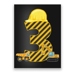 Three 3yr 3rd Birthday Construction Outfit 3 Years Old Poster