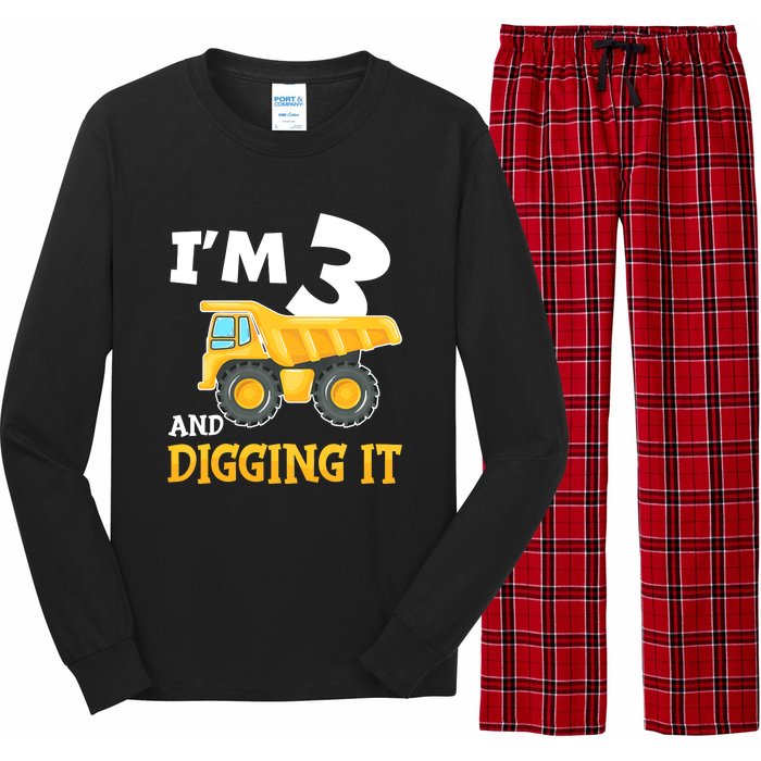 Three 3yr 3th Birthday Construction Boy 3 Years Old Long Sleeve Pajama Set