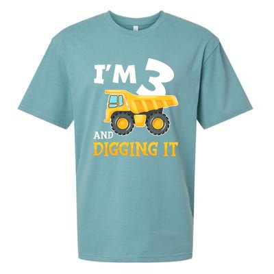 Three 3yr 3th Birthday Construction Boy 3 Years Old Sueded Cloud Jersey T-Shirt