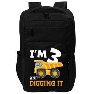 Three 3yr 3rd Birthday Construction 3 Years Old Impact Tech Backpack