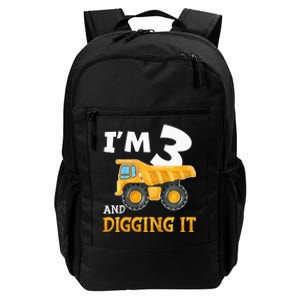 Three 3yr 3rd Birthday Construction 3 Years Old Daily Commute Backpack