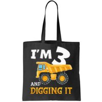 Three 3yr 3rd Birthday Construction 3 Years Old Tote Bag