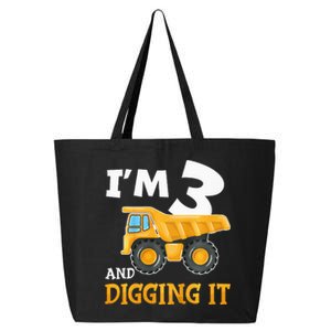 Three 3yr 3rd Birthday Construction 3 Years Old 25L Jumbo Tote