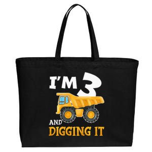 Three 3yr 3rd Birthday Construction 3 Years Old Cotton Canvas Jumbo Tote