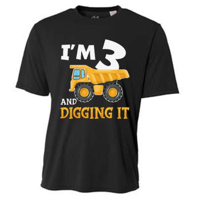 Three 3yr 3th Birthday Construction 3 Years Old Cooling Performance Crew T-Shirt