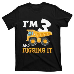 Three 3yr 3th Birthday Construction 3 Years Old T-Shirt