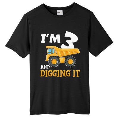 Three 3yr 3th Birthday Construction 3 Years Old Tall Fusion ChromaSoft Performance T-Shirt