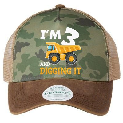 Three 3yr 3th Birthday Construction 3 Years Old Legacy Tie Dye Trucker Hat
