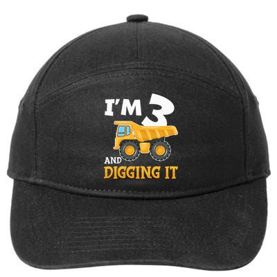 Three 3yr 3th Birthday Construction 3 Years Old 7-Panel Snapback Hat