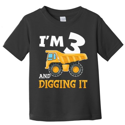 Three 3yr 3th Birthday Construction 3 Years Old Toddler T-Shirt