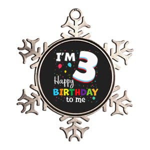 Three 3yr 3th Birthday Happy Birthday 3 Years Old Metallic Star Ornament