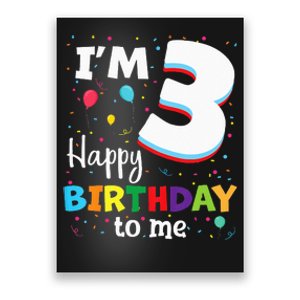 Three 3yr 3th Birthday Happy Birthday 3 Years Old Poster