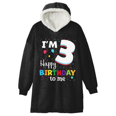 Three 3yr 3th Birthday Happy Birthday 3 Years Old Hooded Wearable Blanket