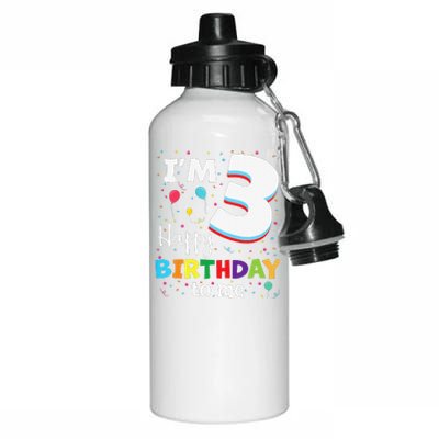 Three 3yr 3th Birthday Happy Birthday 3 Years Old Aluminum Water Bottle