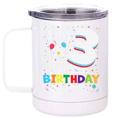 Three 3yr 3th Birthday Happy Birthday 3 Years Old 12 oz Stainless Steel Tumbler Cup