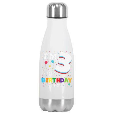 Three 3yr 3th Birthday Happy Birthday 3 Years Old Stainless Steel Insulated Water Bottle