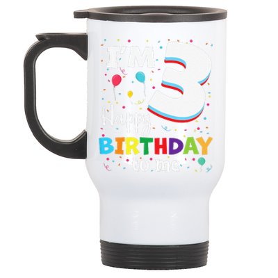 Three 3yr 3th Birthday Happy Birthday 3 Years Old Stainless Steel Travel Mug