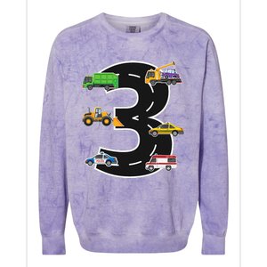 Three 3yr 3rd Birthday 3 Years Old 3 Birthday Decoration Colorblast Crewneck Sweatshirt