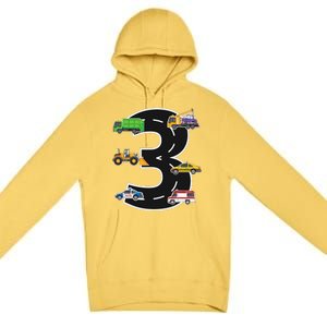 Three 3yr 3rd Birthday 3 Years Old 3 Birthday Decoration Premium Pullover Hoodie