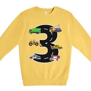 Three 3yr 3rd Birthday 3 Years Old 3 Birthday Decoration Premium Crewneck Sweatshirt