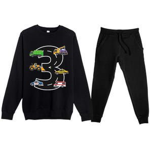 Three 3yr 3rd Birthday 3 Years Old 3 Birthday Decoration Premium Crewneck Sweatsuit Set