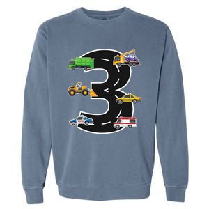 Three 3yr 3rd Birthday 3 Years Old 3 Birthday Decoration Garment-Dyed Sweatshirt