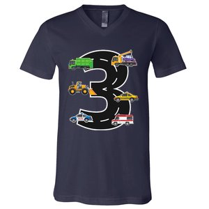 Three 3yr 3rd Birthday 3 Years Old 3 Birthday Decoration V-Neck T-Shirt