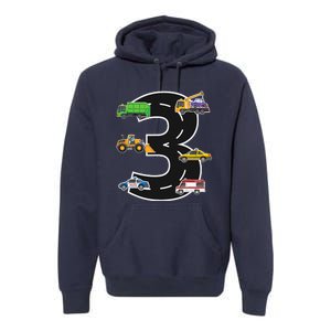 Three 3yr 3rd Birthday 3 Years Old 3 Birthday Decoration Premium Hoodie