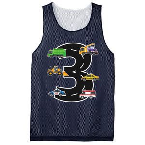 Three 3yr 3rd Birthday 3 Years Old 3 Birthday Decoration Mesh Reversible Basketball Jersey Tank