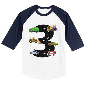 Three 3yr 3rd Birthday 3 Years Old 3 Birthday Decoration Baseball Sleeve Shirt