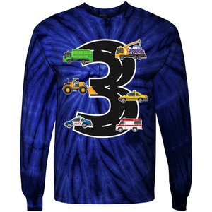 Three 3yr 3rd Birthday 3 Years Old 3 Birthday Decoration Tie-Dye Long Sleeve Shirt