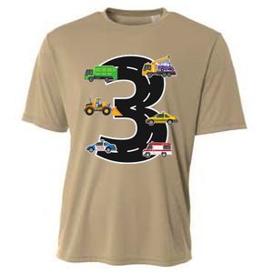 Three 3yr 3rd Birthday 3 Years Old 3 Birthday Decoration Cooling Performance Crew T-Shirt