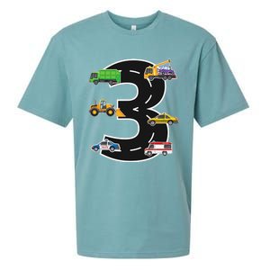 Three 3yr 3rd Birthday 3 Years Old 3 Birthday Decoration Sueded Cloud Jersey T-Shirt