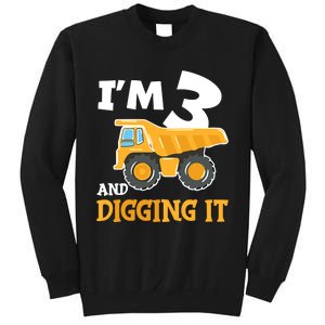 Three 3yr 3rd Birthday Construction Boy 3 Years Old Sweatshirt