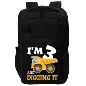 Three 3yr 3rd Birthday Construction Boy 3 Years Old Impact Tech Backpack