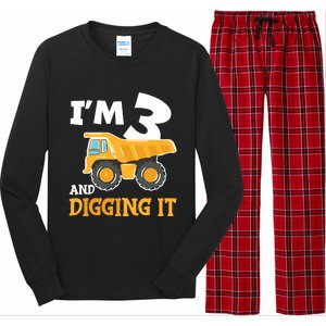 Three 3yr 3rd Birthday Construction Boy 3 Years Old Long Sleeve Pajama Set