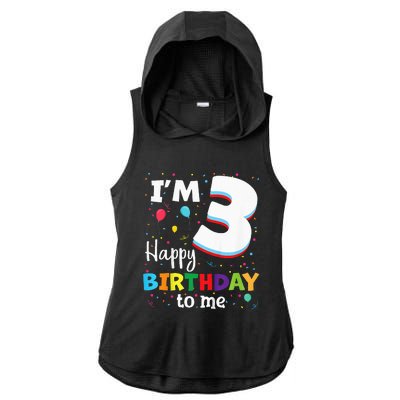 Three 3yr 3th Birthday Happy Birthday 3 Years Old Ladies PosiCharge Tri-Blend Wicking Draft Hoodie Tank