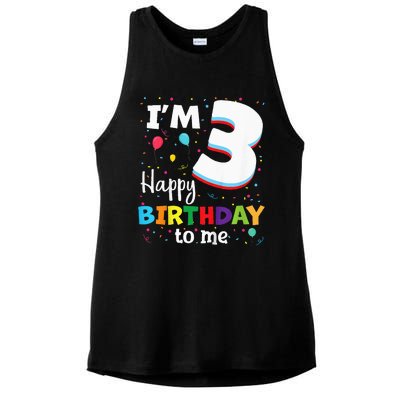 Three 3yr 3th Birthday Happy Birthday 3 Years Old Ladies PosiCharge Tri-Blend Wicking Tank