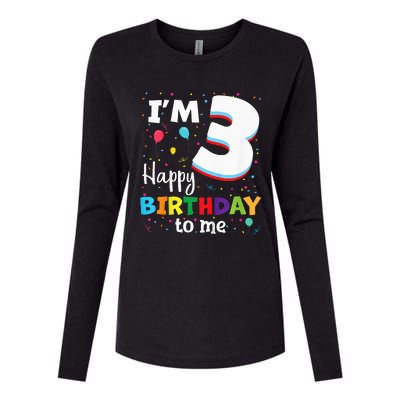 Three 3yr 3th Birthday Happy Birthday 3 Years Old Womens Cotton Relaxed Long Sleeve T-Shirt