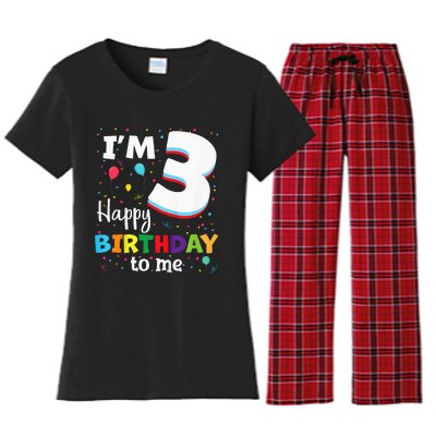 Three 3yr 3th Birthday Happy Birthday 3 Years Old Women's Flannel Pajama Set