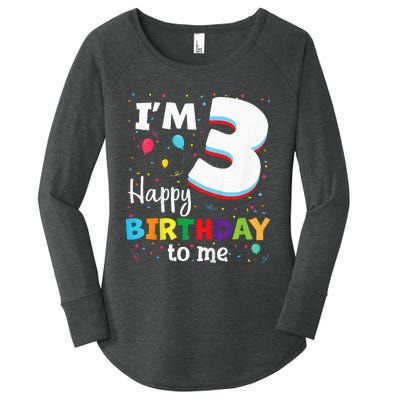 Three 3yr 3th Birthday Happy Birthday 3 Years Old Women's Perfect Tri Tunic Long Sleeve Shirt